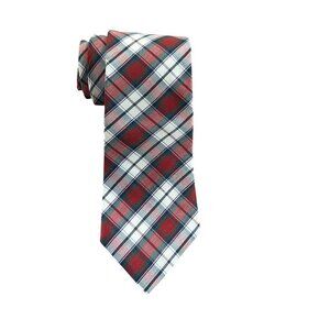 Rooster Men's 100% Silk Vintage Red Plaid Tie